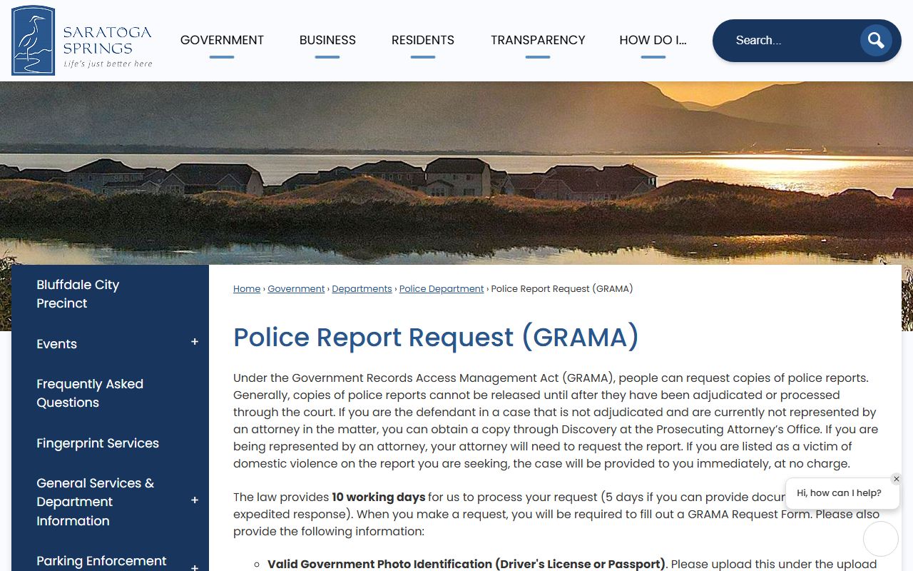 American Fork criminal history records GRAMA request process Utah County