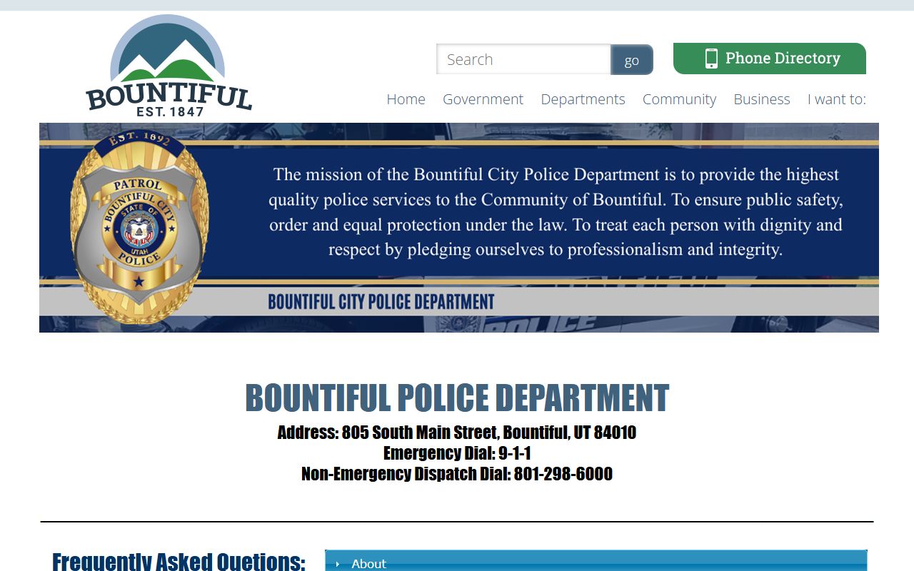 Bountiful Police Department criminal history records division