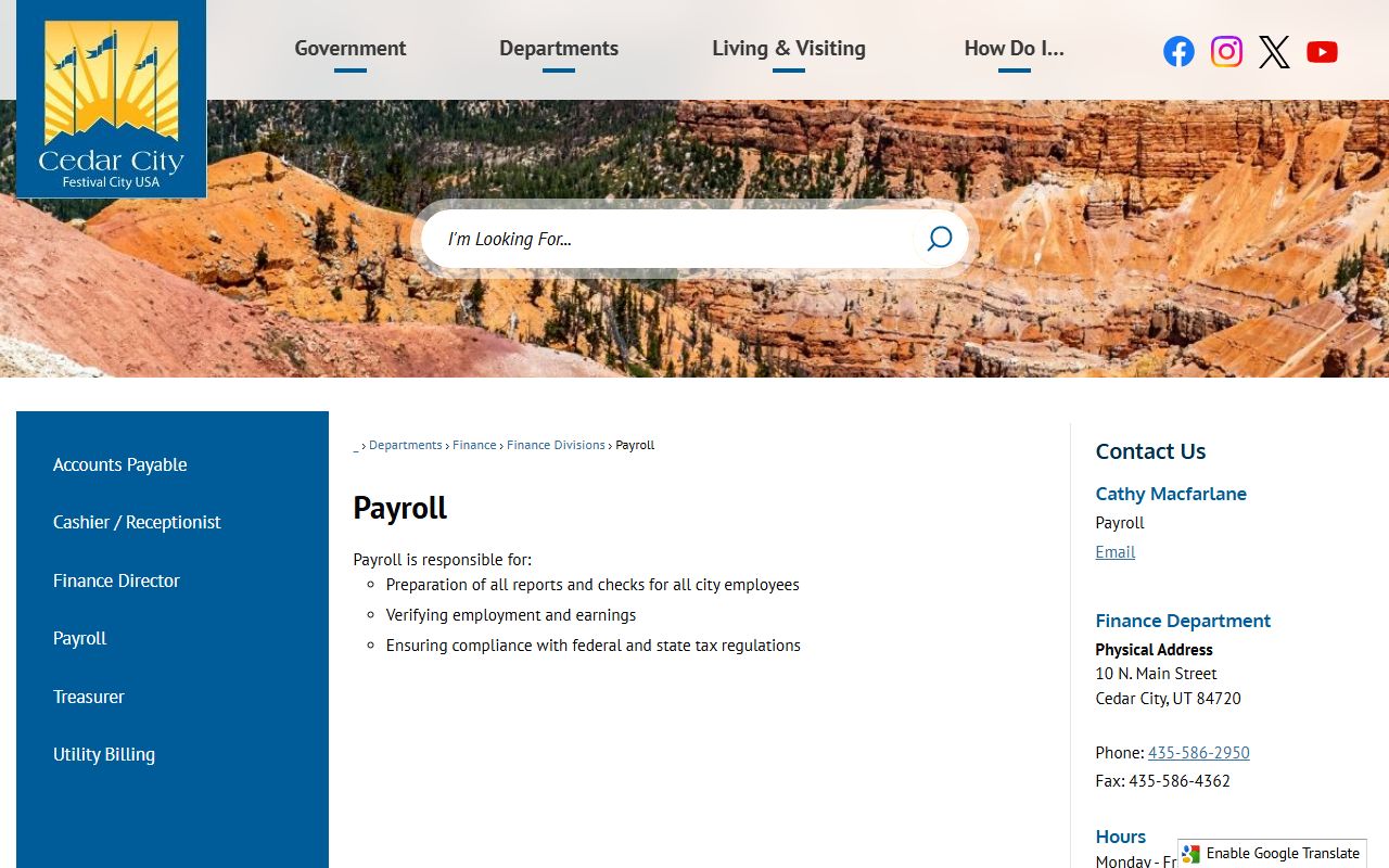 Cedar City Police Department criminal history records division