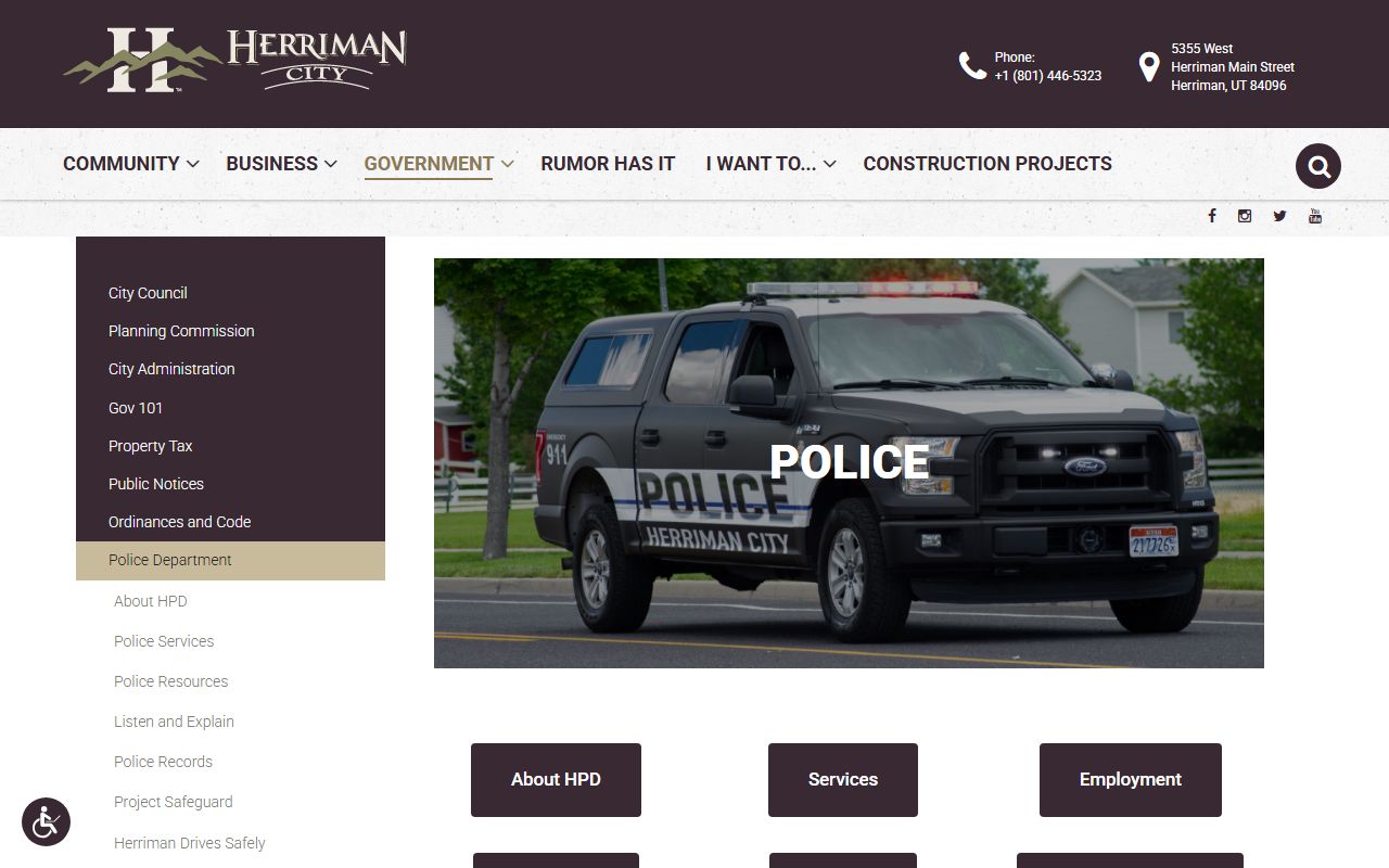 Herriman criminal history records at the Herriman Police Department