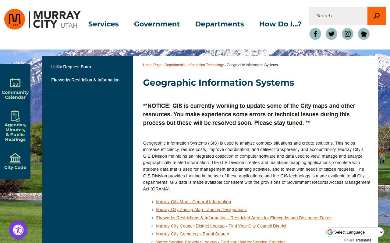 Murray City public records and criminal history request portal