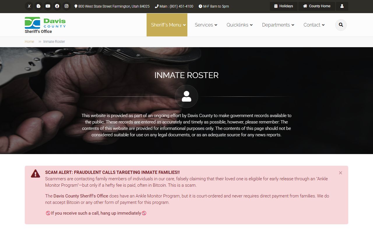 Davis County criminal history records - Sheriff's Office