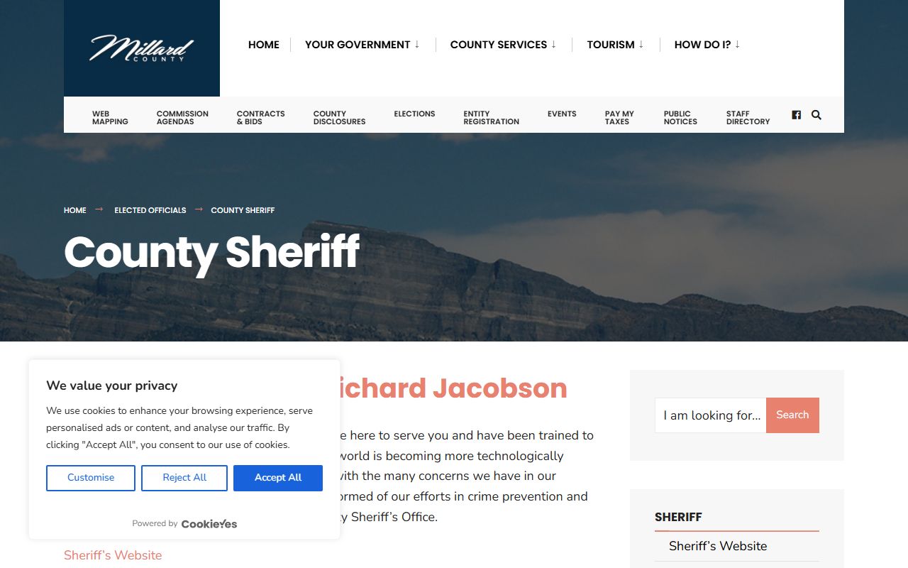 Millard County Government Sheriff's Office portal for criminal history and public records