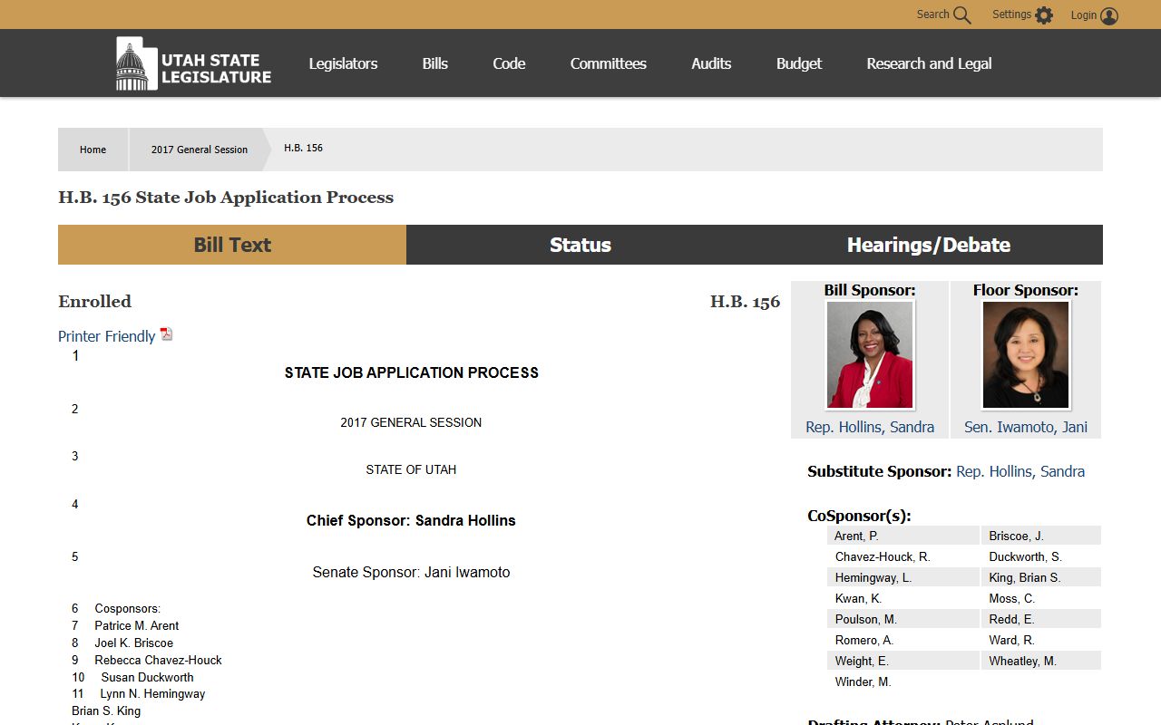 Utah ban the box law HB0156 delaying criminal history inquiry for public sector job applicants